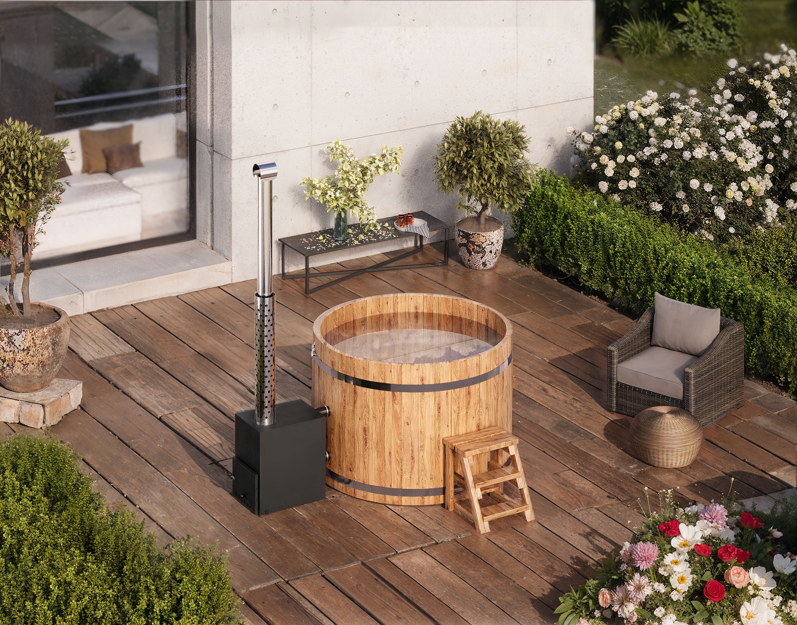 Puupalju ulkokamiinalla 1.8m