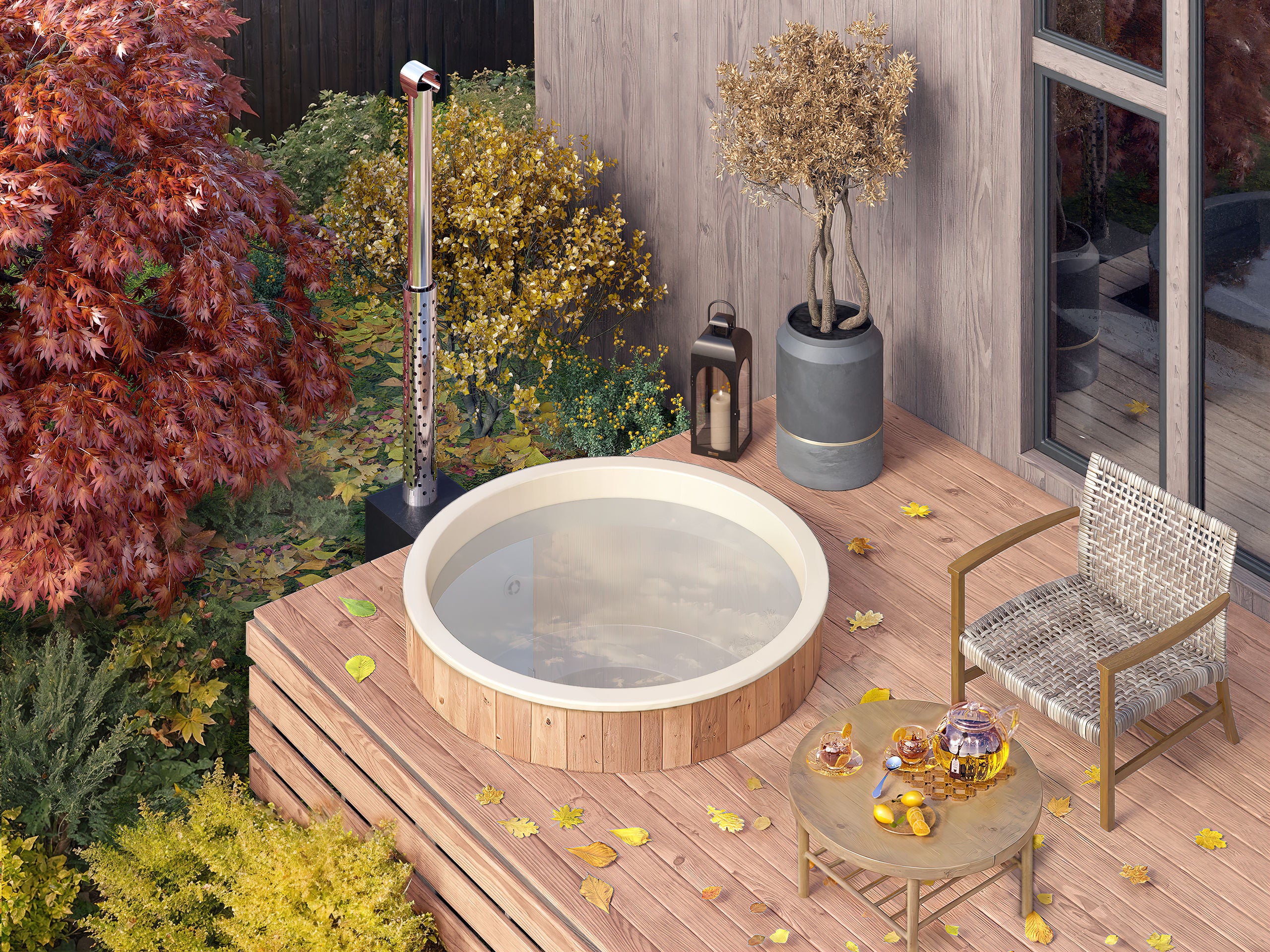 Palju terassille ulkokamiinalla "DIY" Ø1.8m