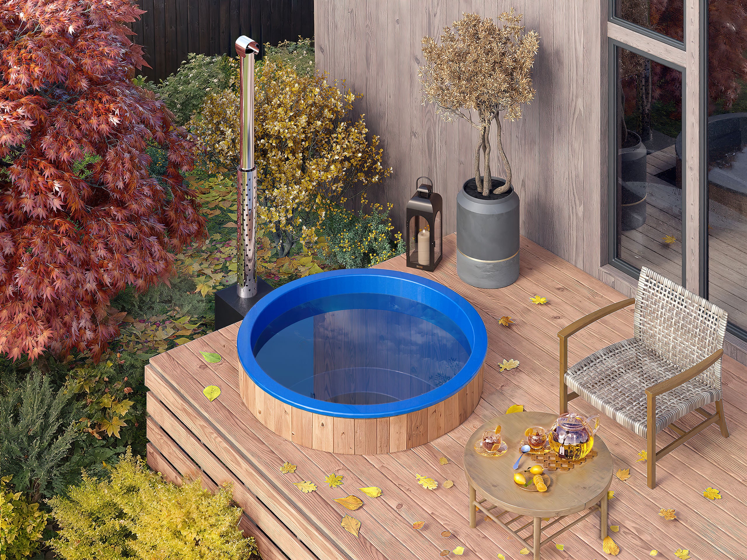 Palju terassille ulkokamiinalla "DIY" Ø1.8m