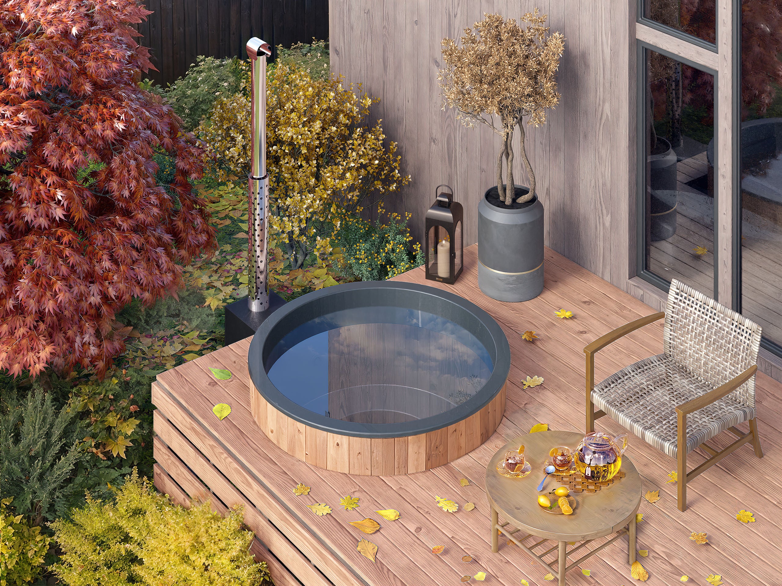 Palju terassille ulkokamiinalla "DIY" Ø1.8m