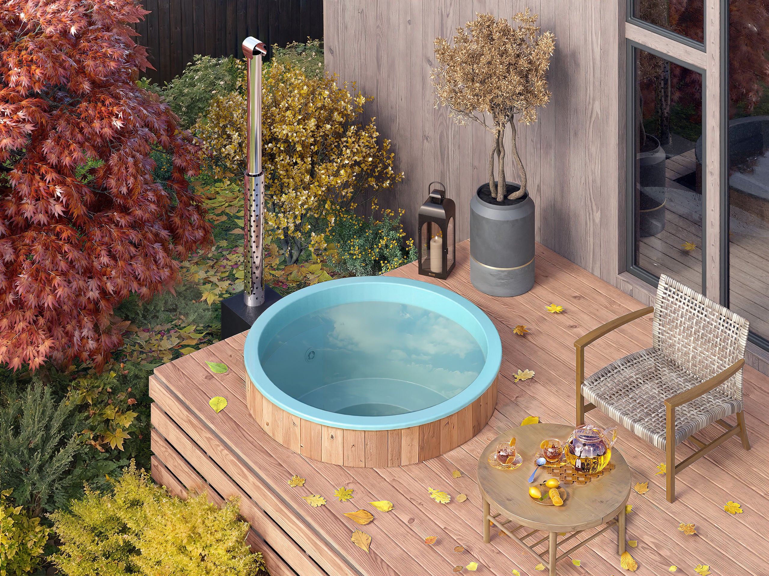 Palju terassille ulkokamiinalla "DIY" Ø1.8m